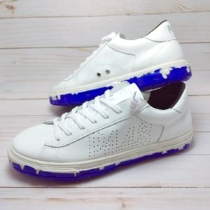 P448 CSL Italian Leather Low Top Sneaker White Royal Blue